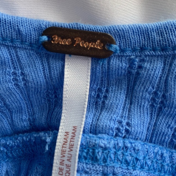 Free People (XS) Blue,Round Neck with Tie Back, Long Sleeve, 100% Cotton - Picture 7 of 7